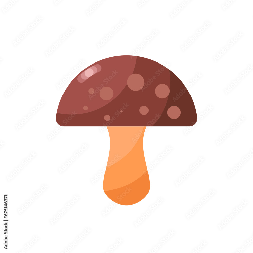 illustration of mushroom in shiny flat style