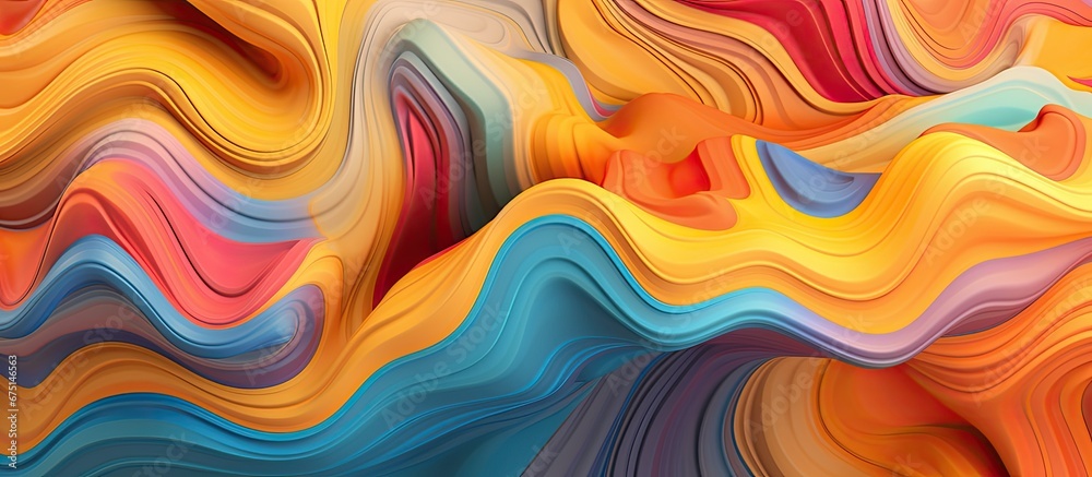 The abstract illustration is a colorful graphic design with a background pattern and texture that resembles flowing water bringing the art of fluidity and vibrancy to the wallpaper