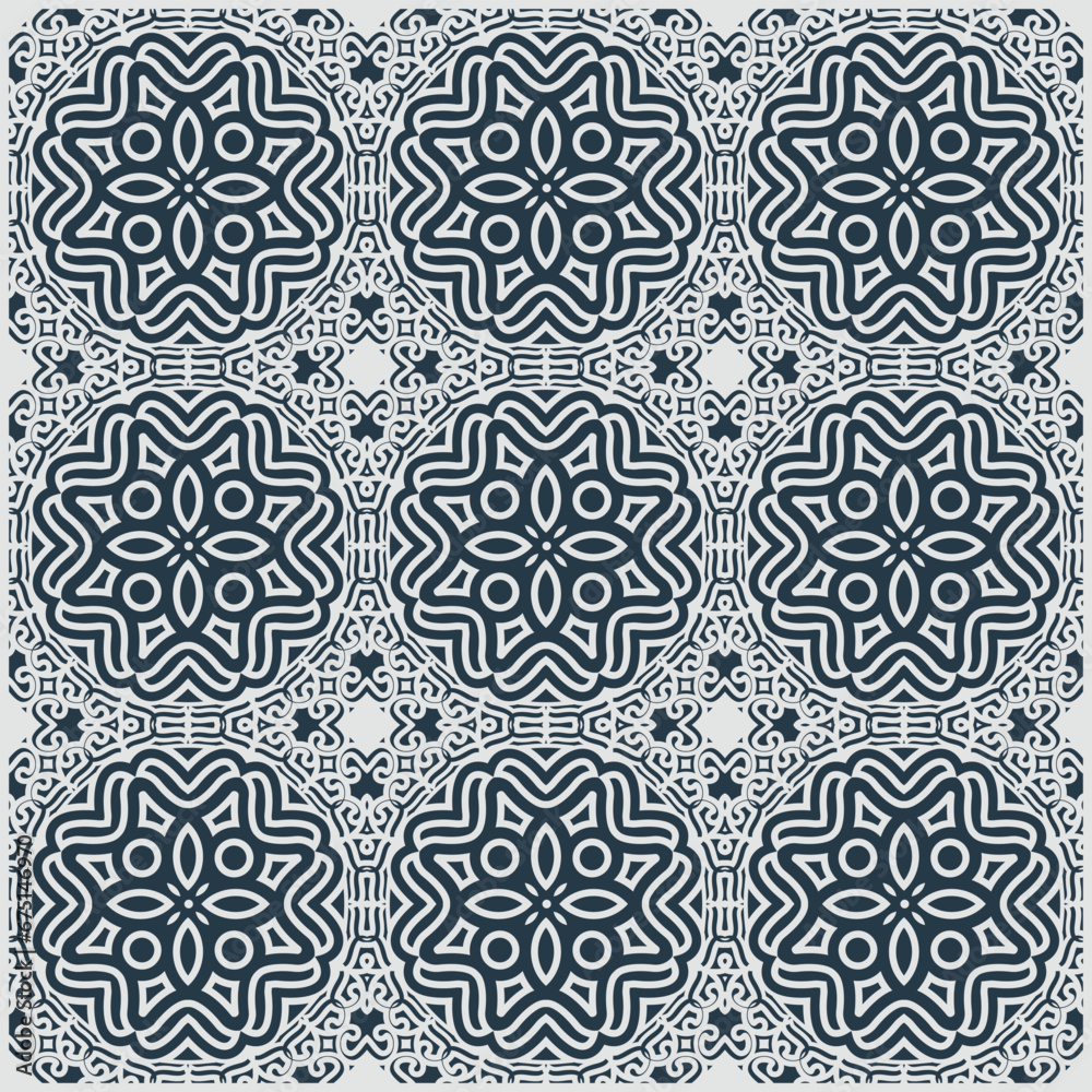 Flat mandala seamless pattern template