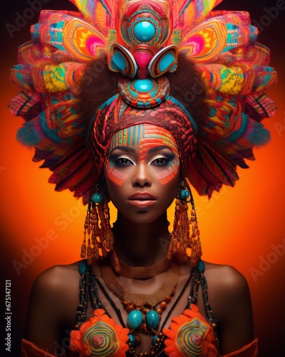 Stunning African woman with headdress and ethnic dress