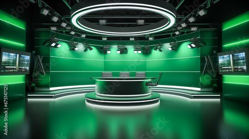 News Studio. Backdrop for TV shows.TV studio. News studio. The perfect backdrop for any green screen or chroma key video or photo production. 3d render photo
