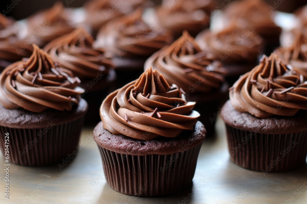 Vanilla Chocolate cupcakes with ganache, cream Vanilla Chocolate cupcakes with ganache, cream