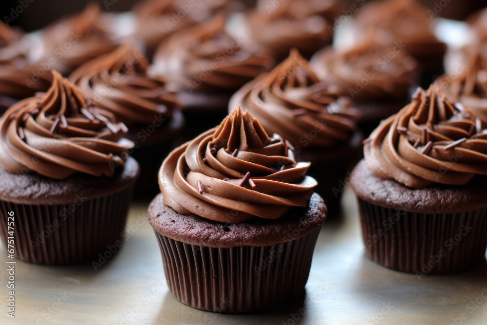 Vanilla Chocolate cupcakes with ganache, cream