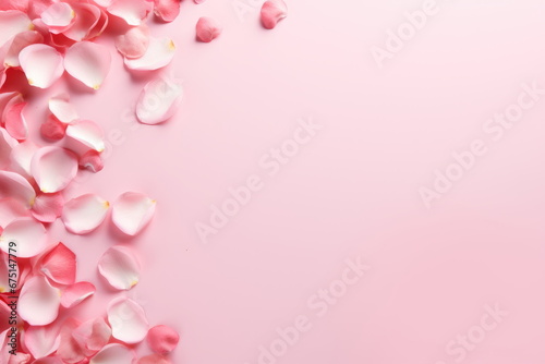 Rose Petals on Pastel Pink Background - Wedding, Love, and Romance Card Template Texture, Creating a Sweet and Romantic Space for Expressing Affection on Valentine's Day and Special Occasions