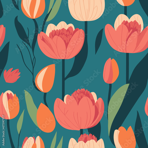 Abstract Tulip Symphony Seamless Patterns