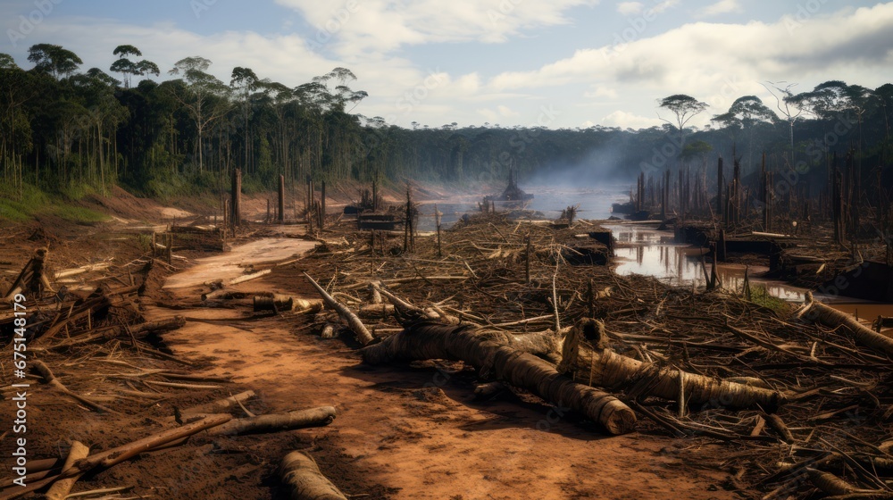 rapid and unprecedented destruction of the Amazon rainforest due to logging and human activity rapid and unprecedented destruction of the Amazon rainforest due to logging and human activity