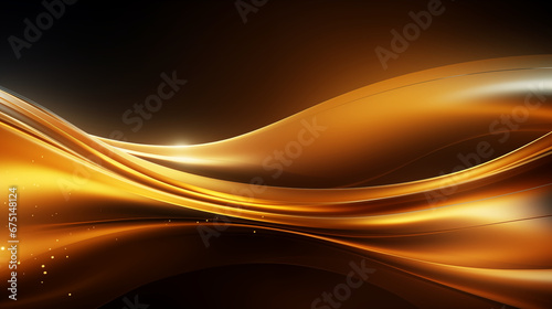 Abstract black and gold color background with wave line pattern, 3D illustration. 