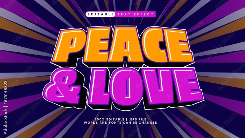 3d text effect peace and love