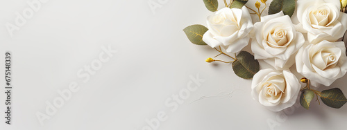 White roses on white vintage background V1 photo