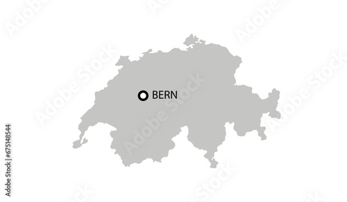 High detailed vector map with capital, Bern- Switzerland