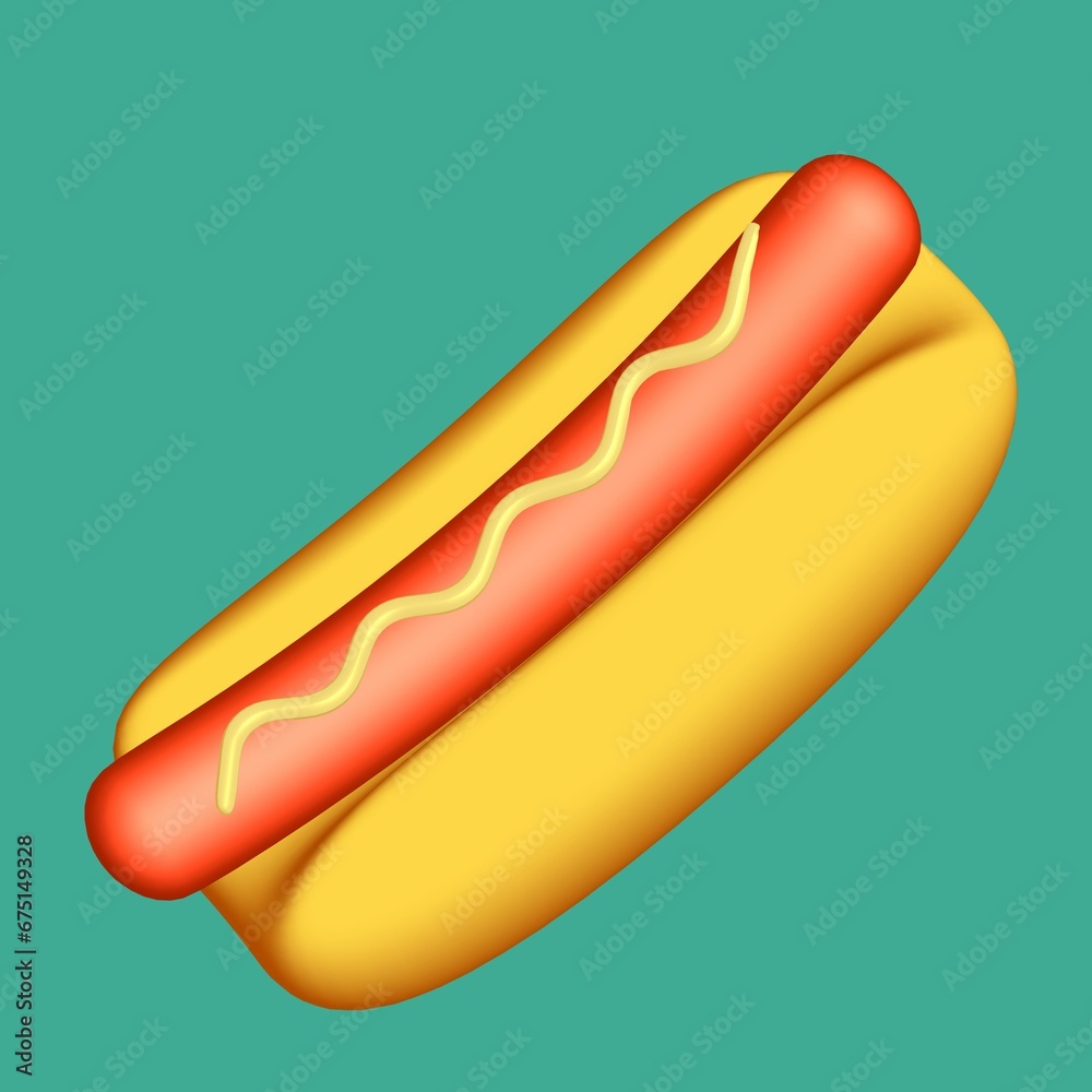 Hotdog fast food. 3d render Hotdog fast food. 3d render