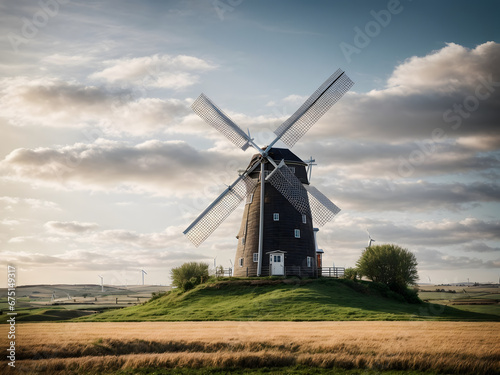 A scene of a windmill