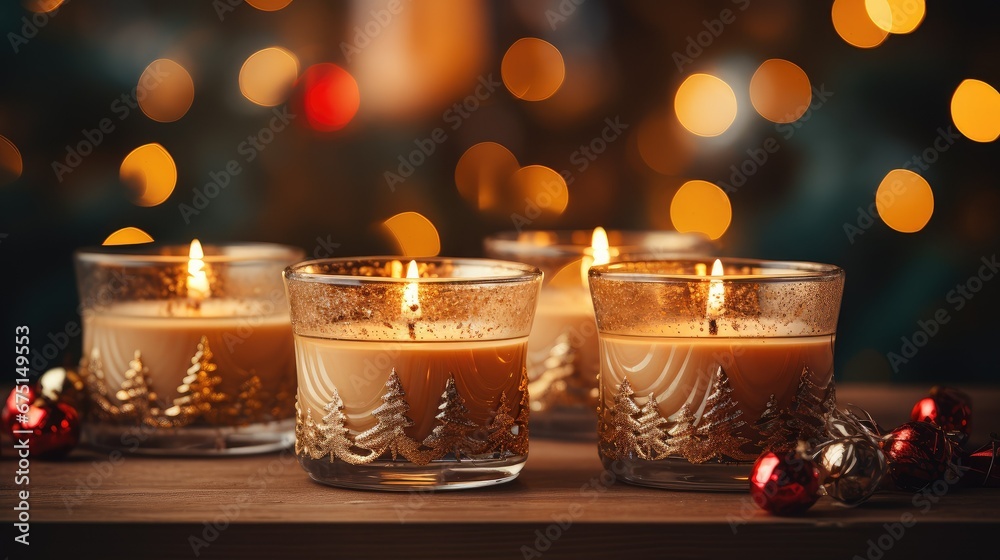Atmospheric Christmas photo with burning candles. Atmospheric Christmas photo with burning candles.