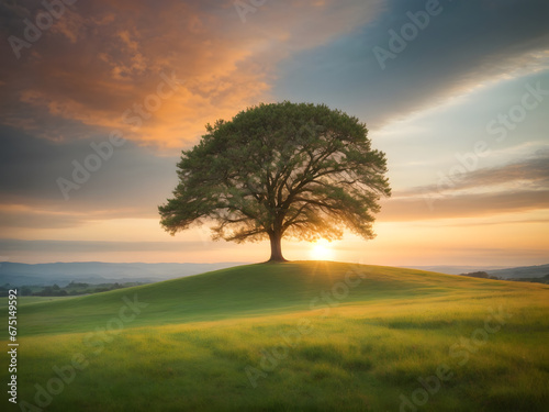 A peaceful scene of a tree