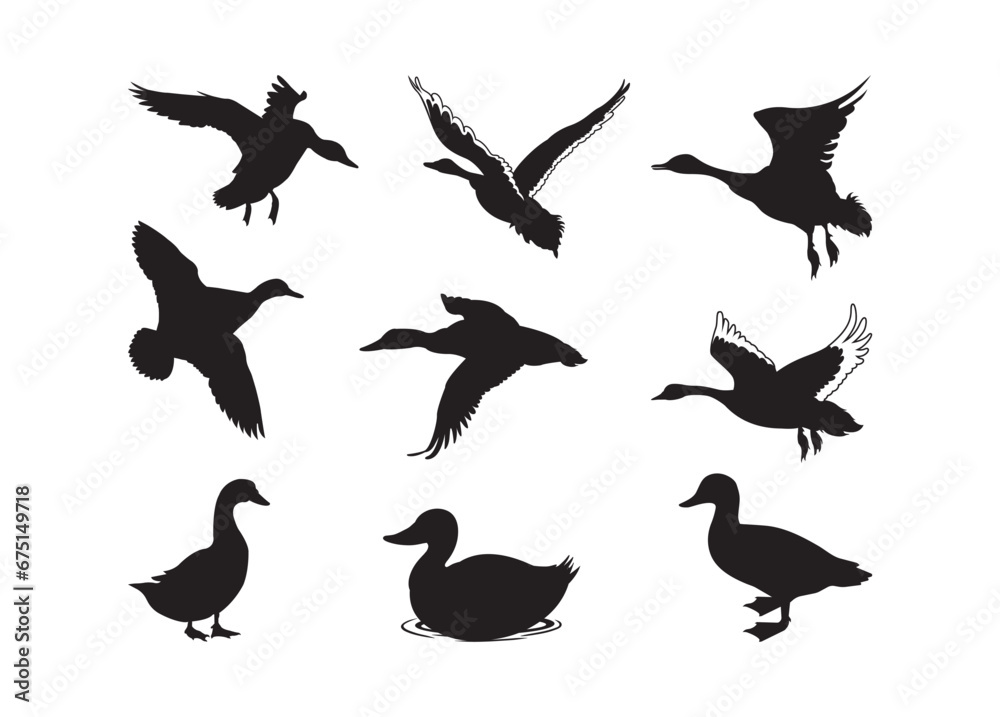 Fototapeta premium Ducks vector bundle, Heart Hands clipart, Heart Hands silhouette.
