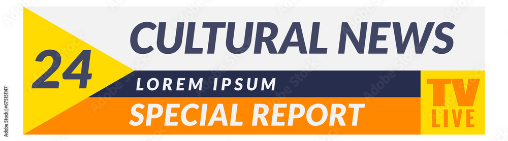 Cultural news label. Live tv screen banner Cultural news label. Live tv screen banner