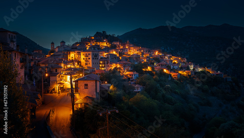 Blue hour in Dimitsana village