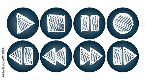 A set of control buttons drawn in ink.