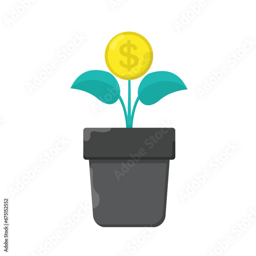 plants with a successful investment Concept. vector illustration in flat style