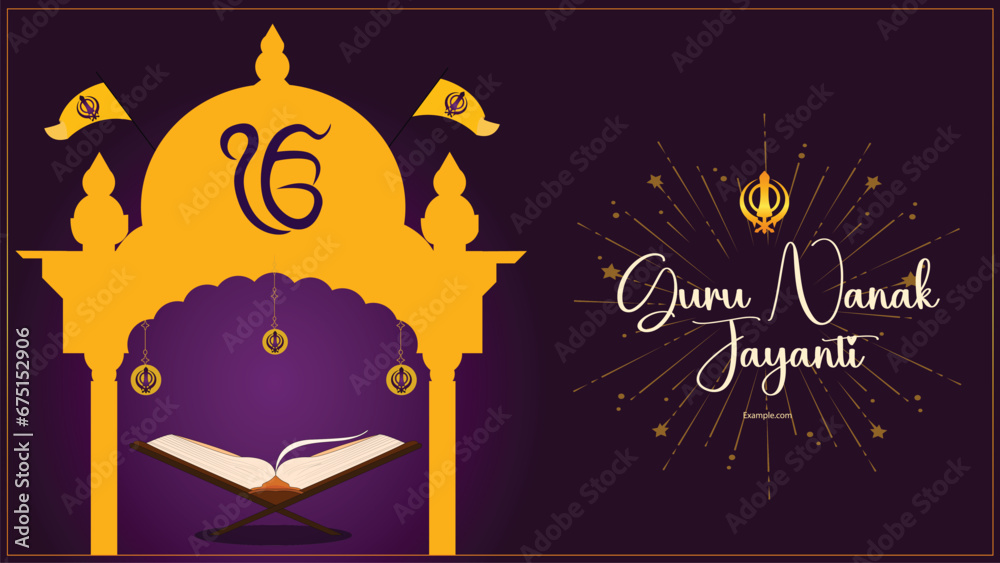 Vector illustration Guru Nanak Jayanti greeting card design. Indian