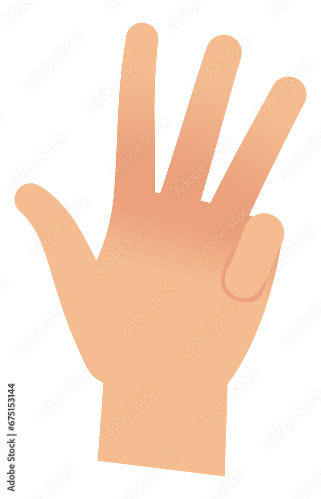 Four number hand gesture. Counting fingers icon Four number hand gesture. Counting fingers icon