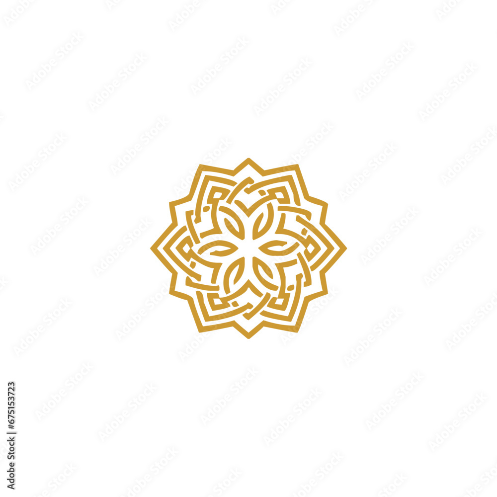mandal set of Islamic golden elements symbol