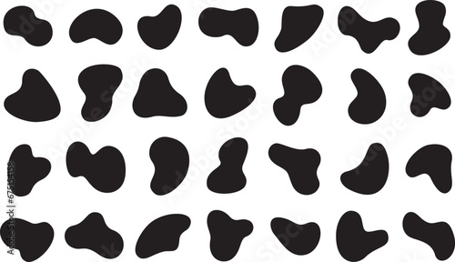 Organic abstract black shapes. Collection of random liquid irregular forms. Vector illustration 
