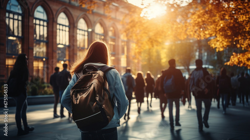 students go to classes at the university photo