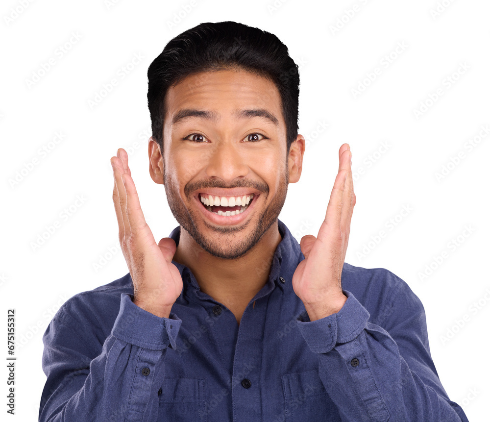 Wow, portrait and excited asian man with news, announcement or info on isolated, transparent or png background. Omg, face or happy Japanese winner with mind blown emoji for competition prize giveaway Wow, portrait and excited asian man with news, announcement or info on isolated, transparent or png background. Omg, face or happy Japanese winner with mind blown emoji for competition prize giveaway