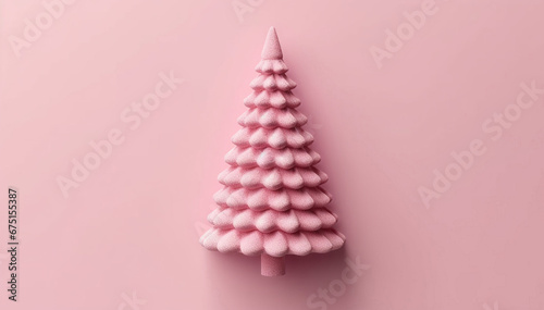 Christmas Tree Mockup flat-lay Closeup isolated on pink background. Christmas-Tree top view flat lay. Winter traditional holidays. Merry Christmas and Happy New Year concept. Blank template copy space