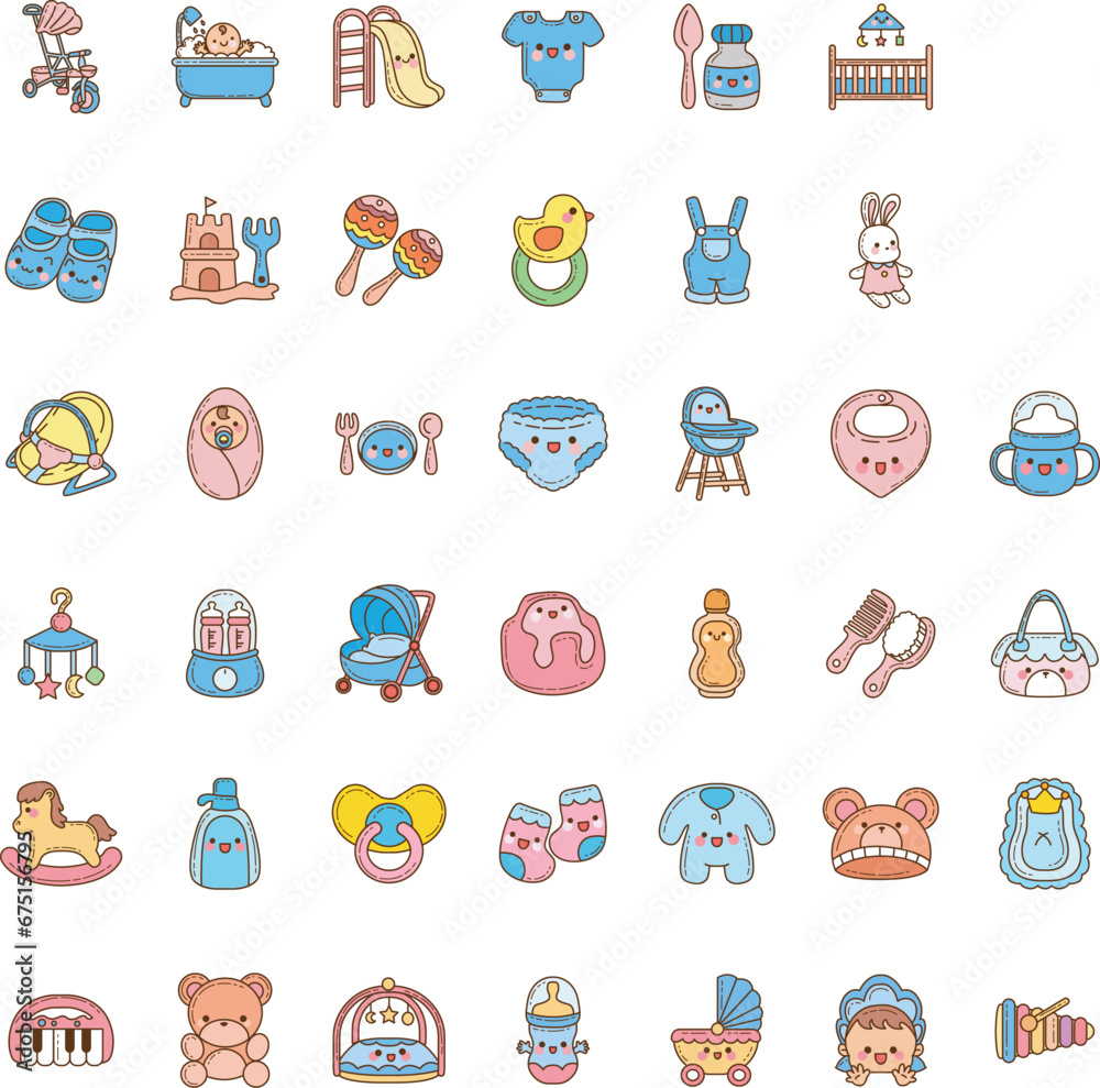 Fototapeta premium the theme of this icon set is Baby Cute.