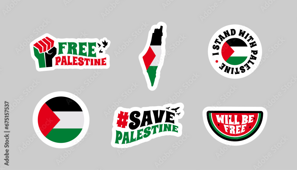 Εκτύπωση καμβά Palestine sticker collection