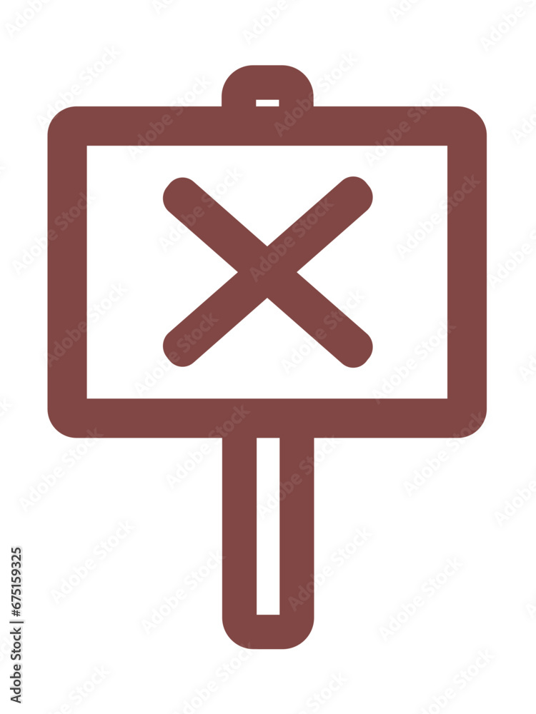 Obraz premium バツ印が書かれたプラカードのシンプル線画イラスト