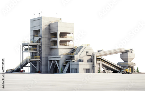 Active Concrete Batch Plant on Isolated Background