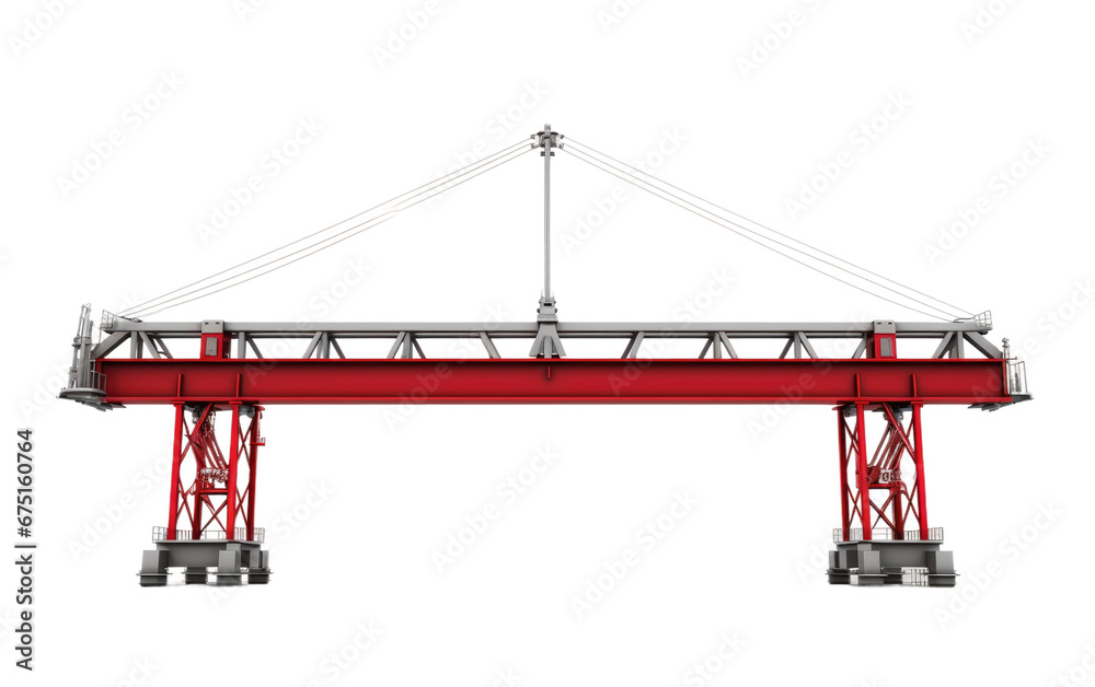 Steel Beam Lifting by Crane on Isolated Background