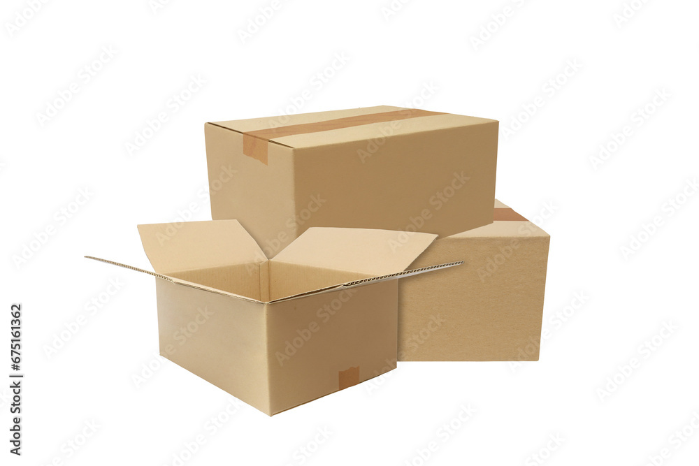 opened cardboard and pile of cardboard boxes on transparent background opened cardboard and pile of cardboard boxes on transparent background