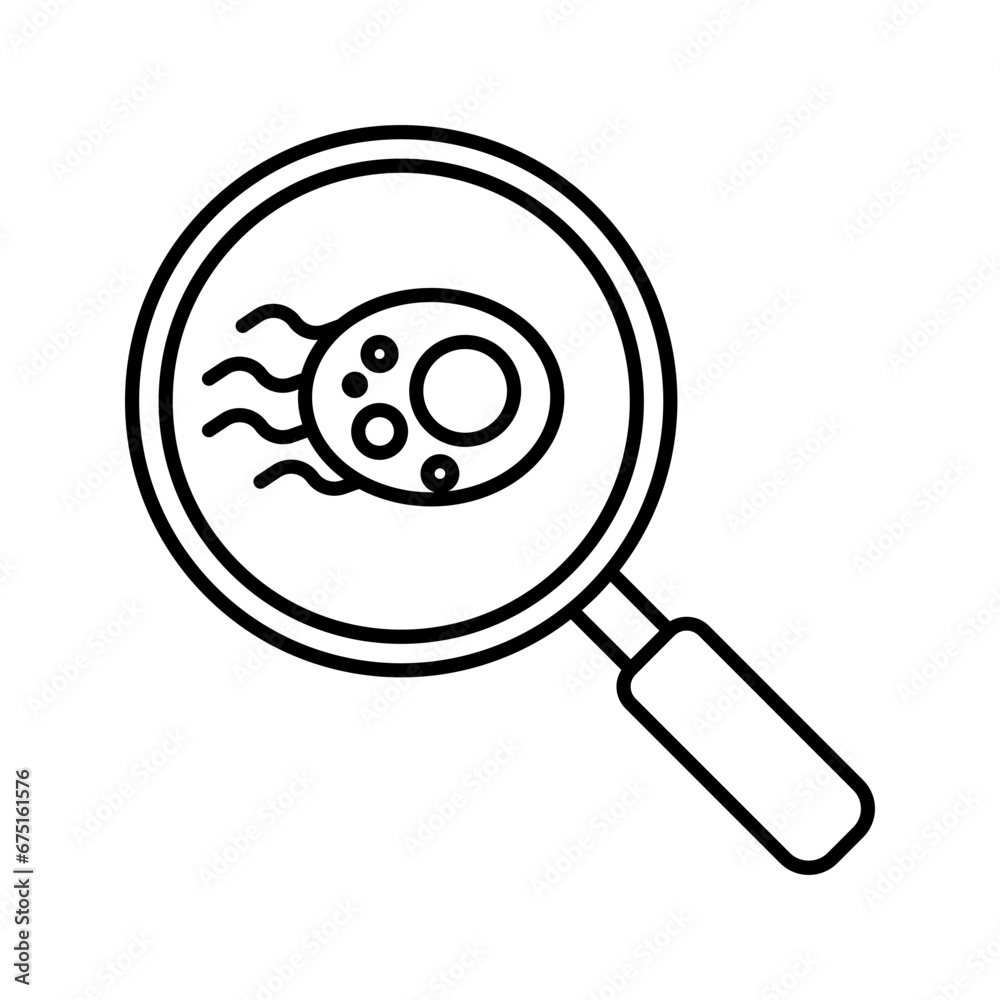 magnifying glass searching for a bacteria icon vector magnifying glass searching for a bacteria icon vector