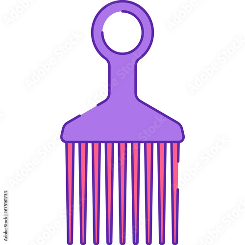 Hair Pick Comb Illustration PNG Transparent Background