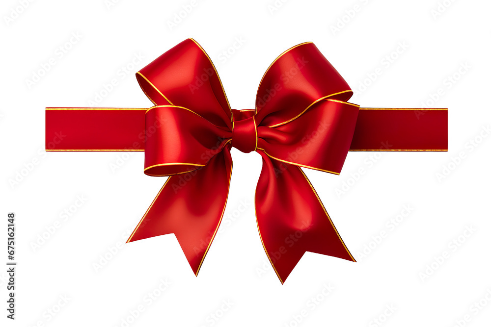 red ribbon and bow with gold isolated against transparent white background PNG red ribbon and bow with gold isolated against transparent white background PNG