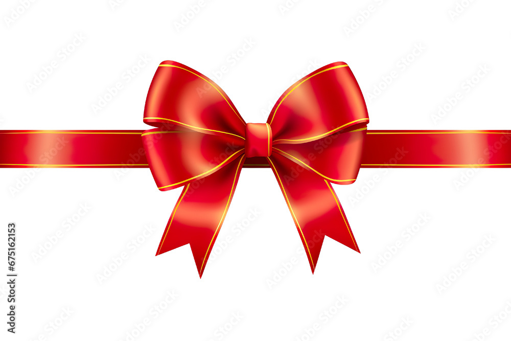 red ribbon and bow with gold isolated against transparent white background PNG red ribbon and bow with gold isolated against transparent white background PNG