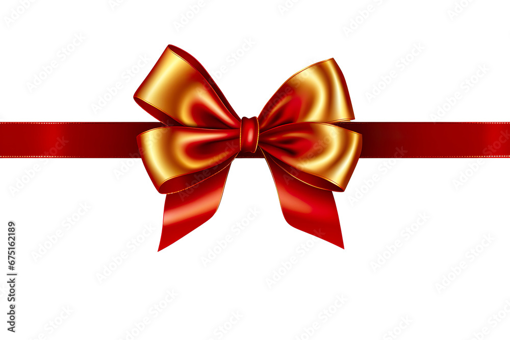 red ribbon and bow with gold isolated against transparent white background PNG red ribbon and bow with gold isolated against transparent white background PNG
