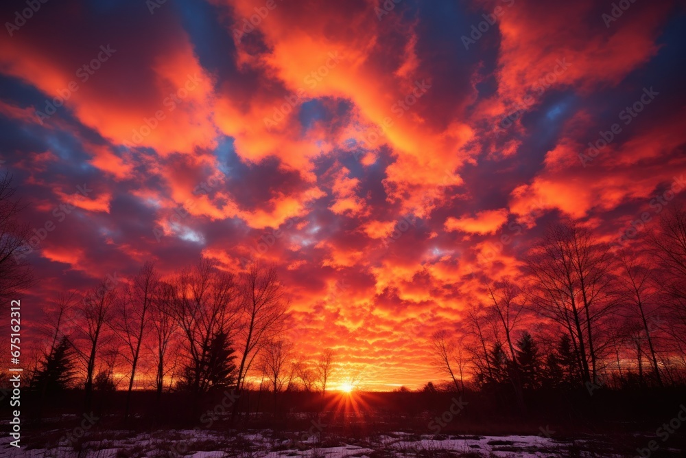 Fototapeta premium Winter Sunsets and Sunrises - Generative AI