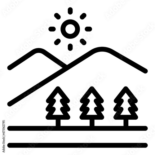 Mountain nature camping icon