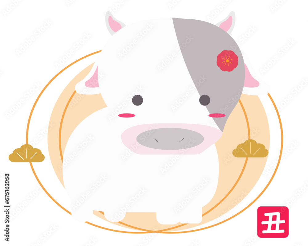 丑年のアイコン。うしどし。ベクターイラスト 丑年のアイコン。うしどし。ベクターイラスト
