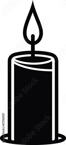 Candle silhouette in black color. Laser cutting eps10 vector template.