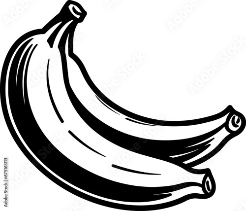 Banana silhouette icon in black color. Vector template for tattoo or laser cutting.