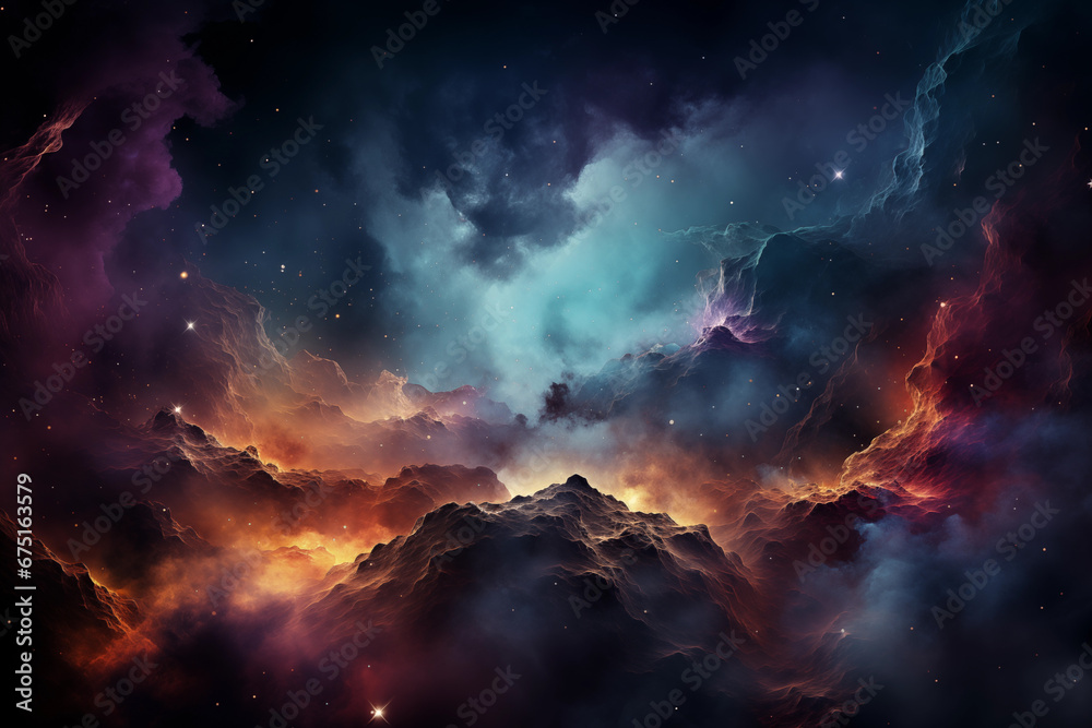 Fantasy landscapes, cosmic sky, nebula, beautiful colors, Fantasy landscapes, cosmic sky, nebula, beautiful colors,