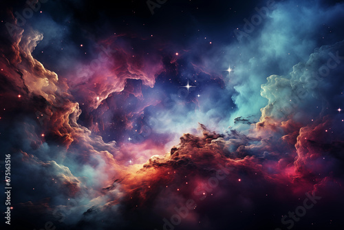 Fantasy landscapes, cosmic sky, nebula, beautiful colors, 