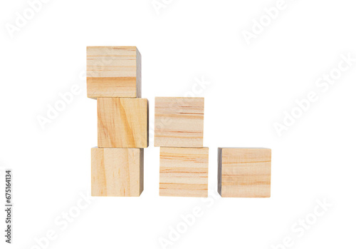 Wooden geometric shapes cube for conceptual design. Education game. isolated on a white background.PNG 