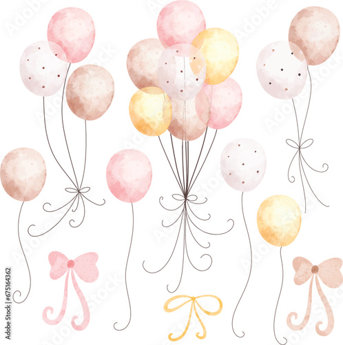 Watercolor illustration set of balloons